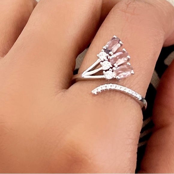 NATURAL Morganite Solid Sterling Silver Ring - Picture 4 of 5